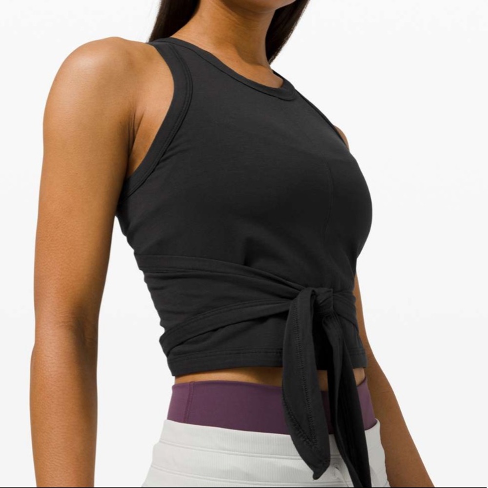 Lululemon Its A Tie Tank Top Splatter Dye Black Pima Cotton 6